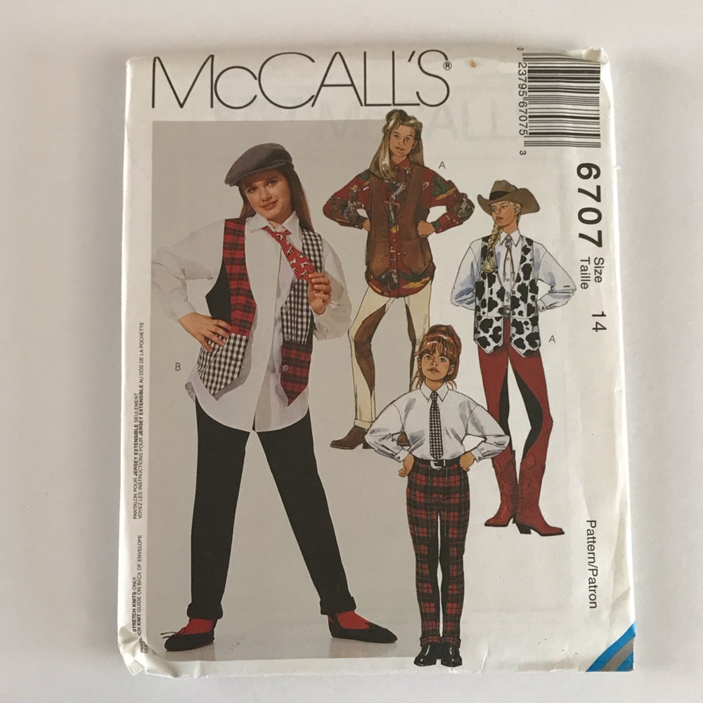 🧵3for12🧵 VTG McCall’s Pattern 6707 Child’s Vest Shirt Pants Tie